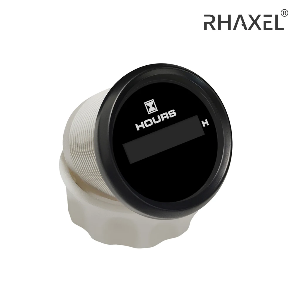 RHAXEL 52mm (2'') Digital Hour Meter 0-99999.9H with 8 Colors Backlights for Auto RV Vessels 12V 24V Waterproof