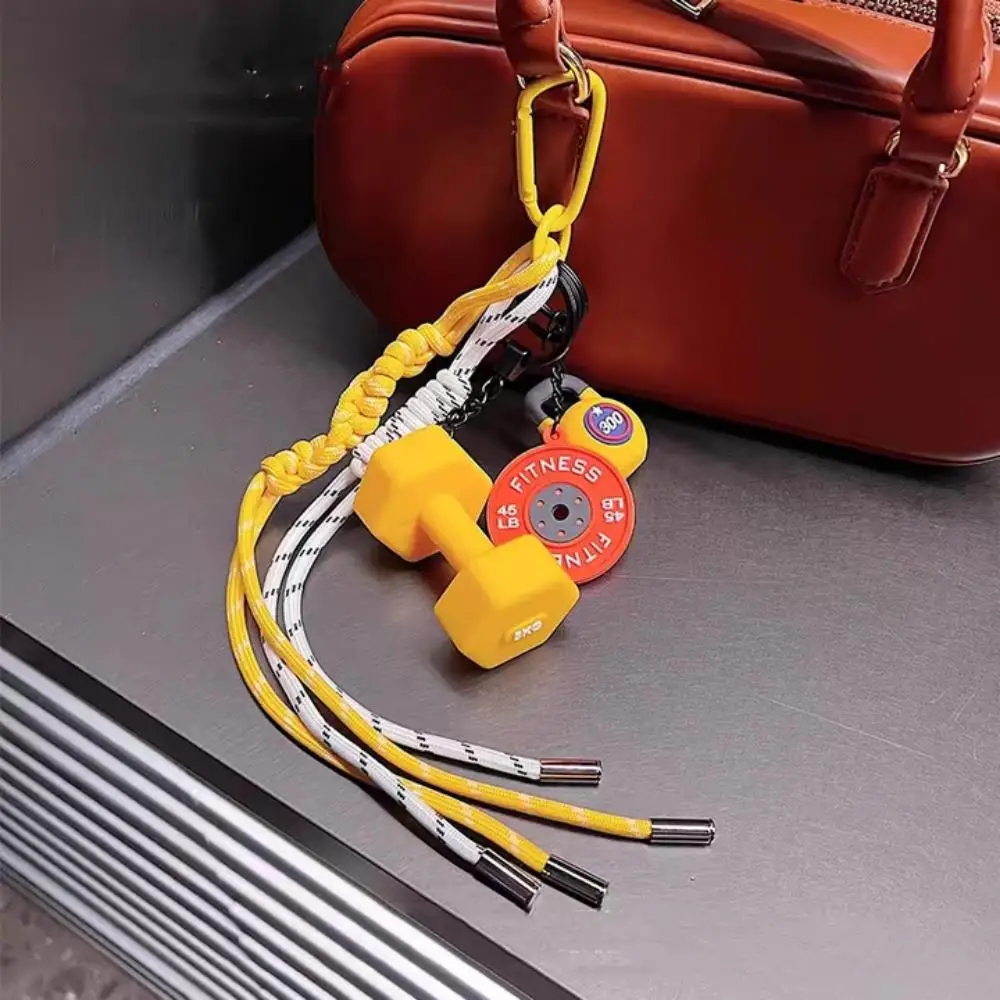 

New Dumbbell Kettlebell Keychain Colorful Braided Lanyard Women Chic Bag Pendant Casual Cool Trendy Fashion Pendants Bag Charms