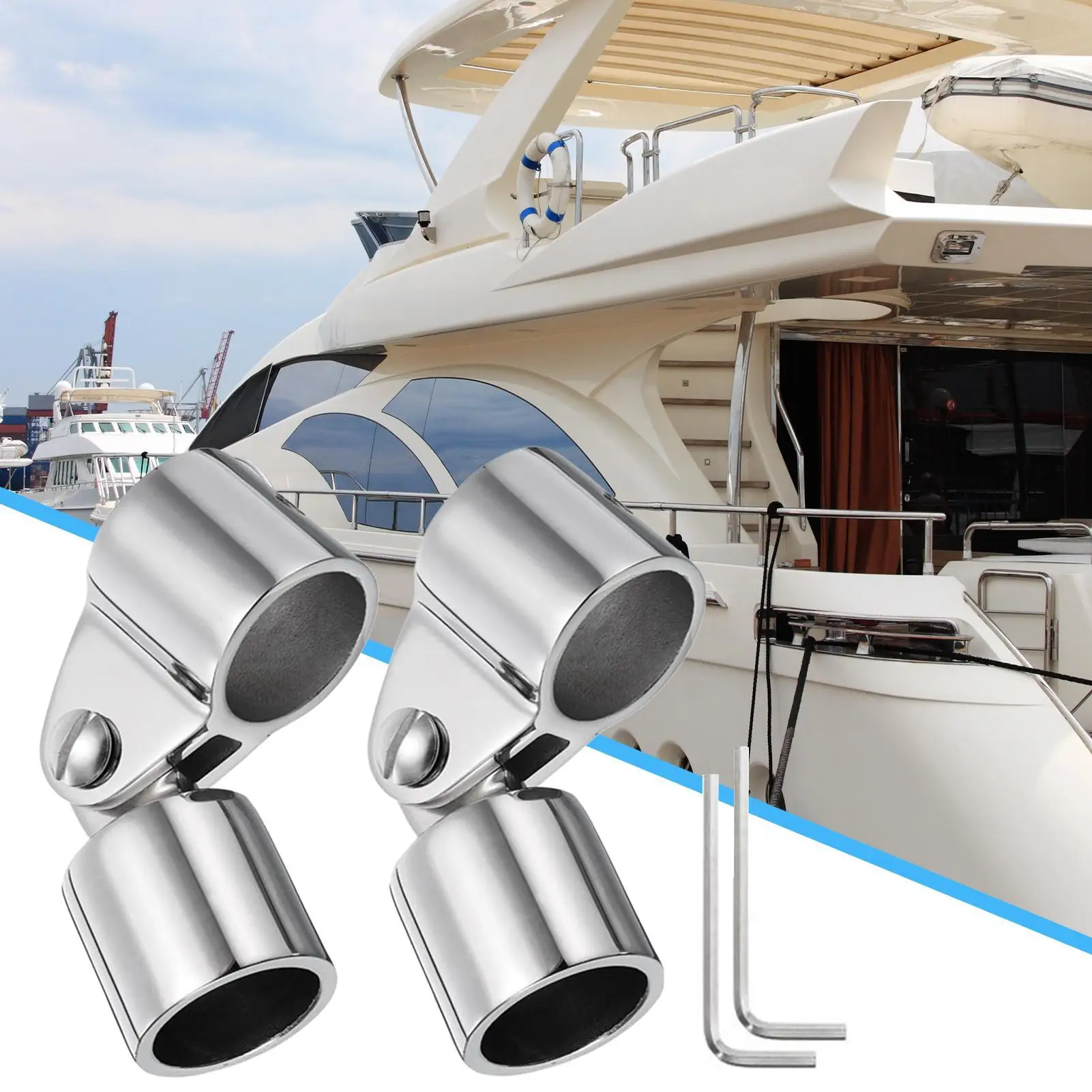 Boat Top Mounting Hardware Yacht Accessories 2 Pieces Stainless Steel Awning Fixings Set Anti-Rust For Support Pole Sunshade