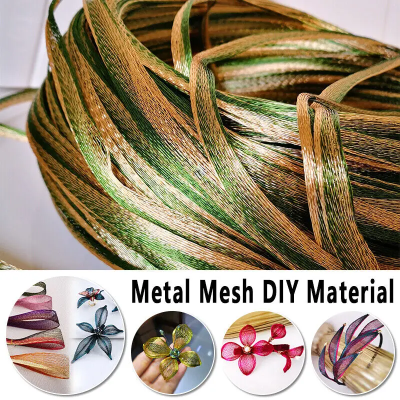 

1M Metallic Mesh Ribbon Diy Craft Supply for Hair Accessories Earrings Brooches Colorful Flexible Jewelry Weaving Material