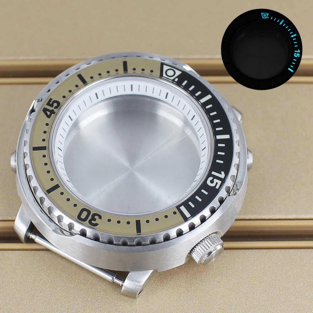 

43mm Men's Waterproof Watch Case Luminous Bezel For Mod Tuna Canned NH35 NH36 NH34/38 NH70 Movement NH35 Cases Parts 28.5mm Dial