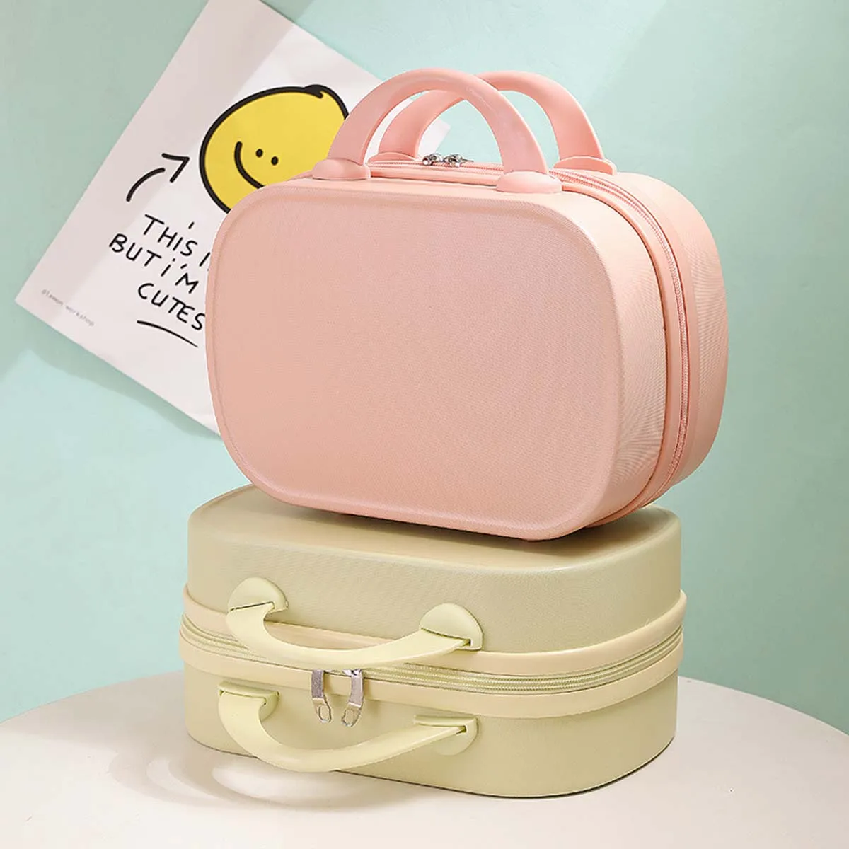 Color contrast hand luggage Women's small makeup case Convenient 14 "travel password case Light mini storage bag