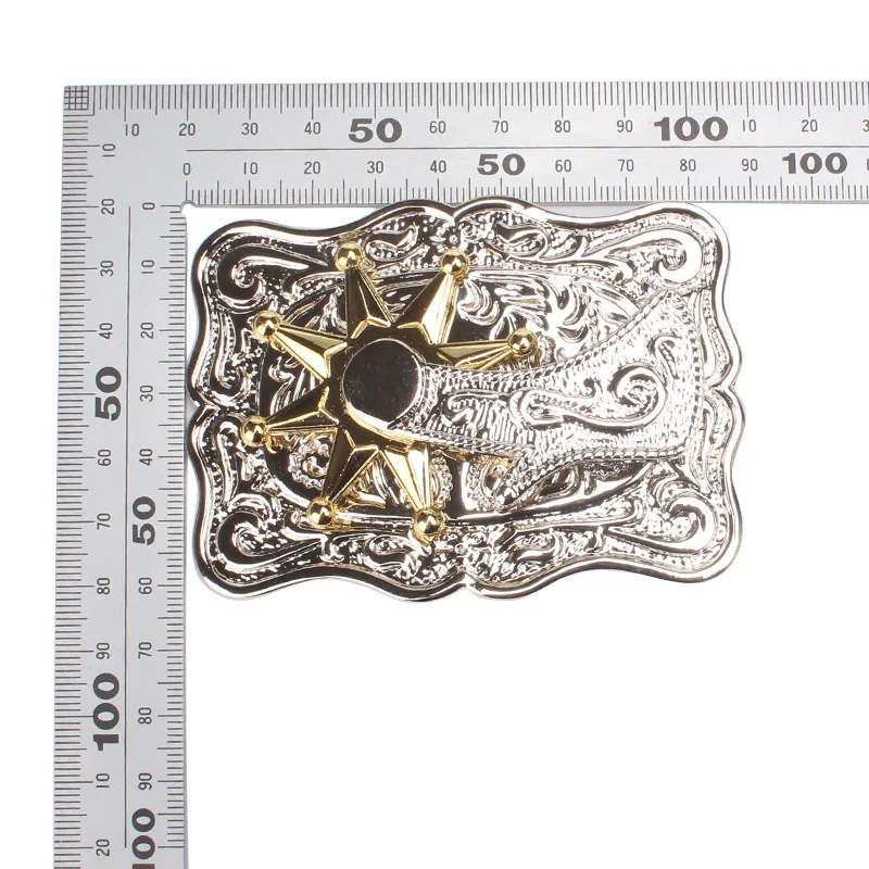 Spinning Top Belt Buckle Spurs on Western Cowboy Boots