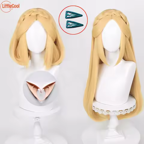 High Quality Zelda Wig Princess Cosplay Wig 35cm/72cm Golden Yellow Braided Heat Resistant Synthetic Hair Anime Wigs + Wig Cap