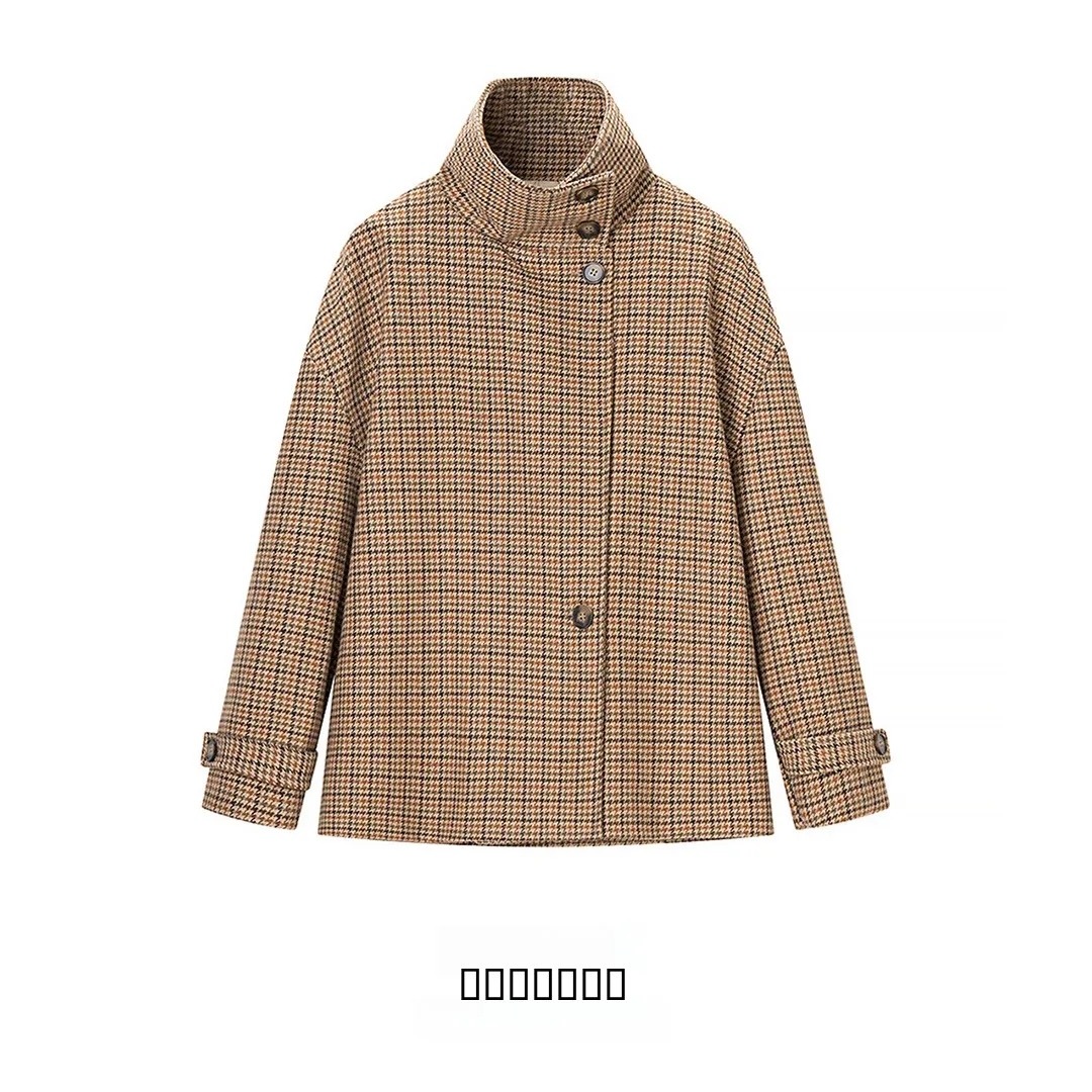 

KASLEAD New Women's Faion ort Basic Plaid Jaet Street Sle Long Sve воротник-стойка с застежкой на пуговицы из полиэфирного волокна