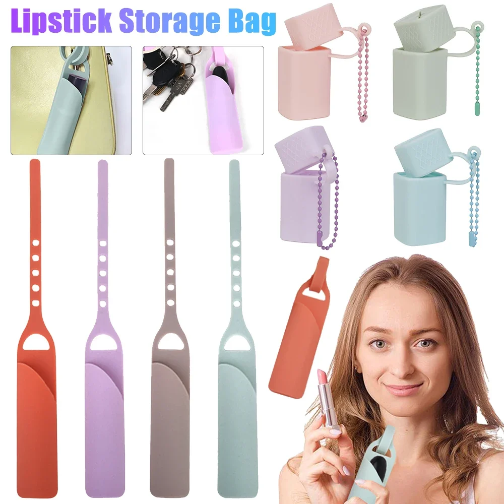 Lipstick Storage Bag Mini Silicone Lipstick Cosmetic Bag Pocket Lipstick Holder Lip Gloss Travel Bag For Outdoor Cup Accessories