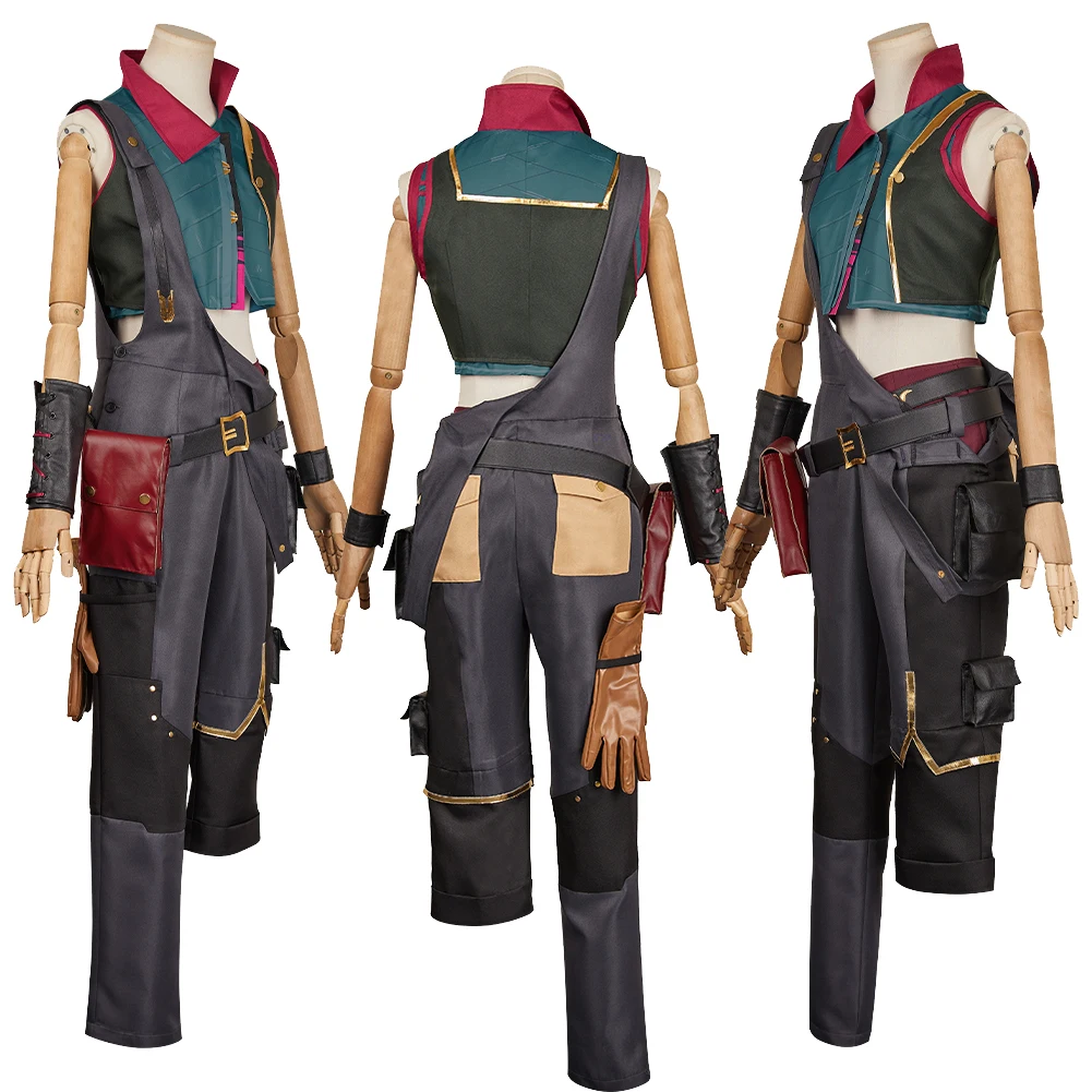 لعبة LoL TV 2 تأثيري الشباب غامض Jinx مسحوق الملابس الباروكات قبعة المرأة حفلة تمويه هالوين زي كرنفال الزي الدعاوى #2