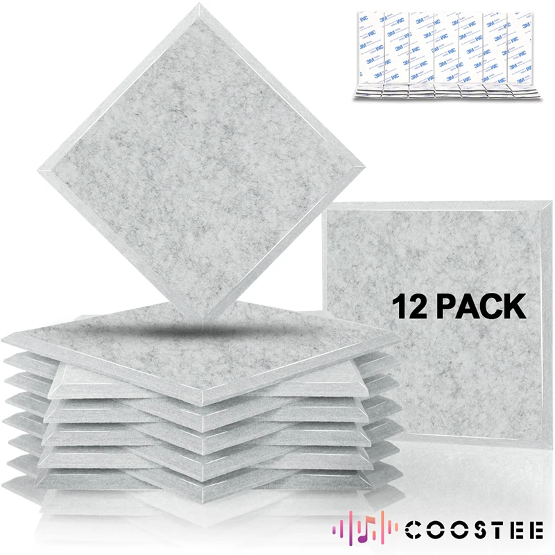 Painéis de Parede Acústicos Absorventes do Estúdio Isolador Sadio Protetor Ruído Acessórios 30x30cm 12 Pack