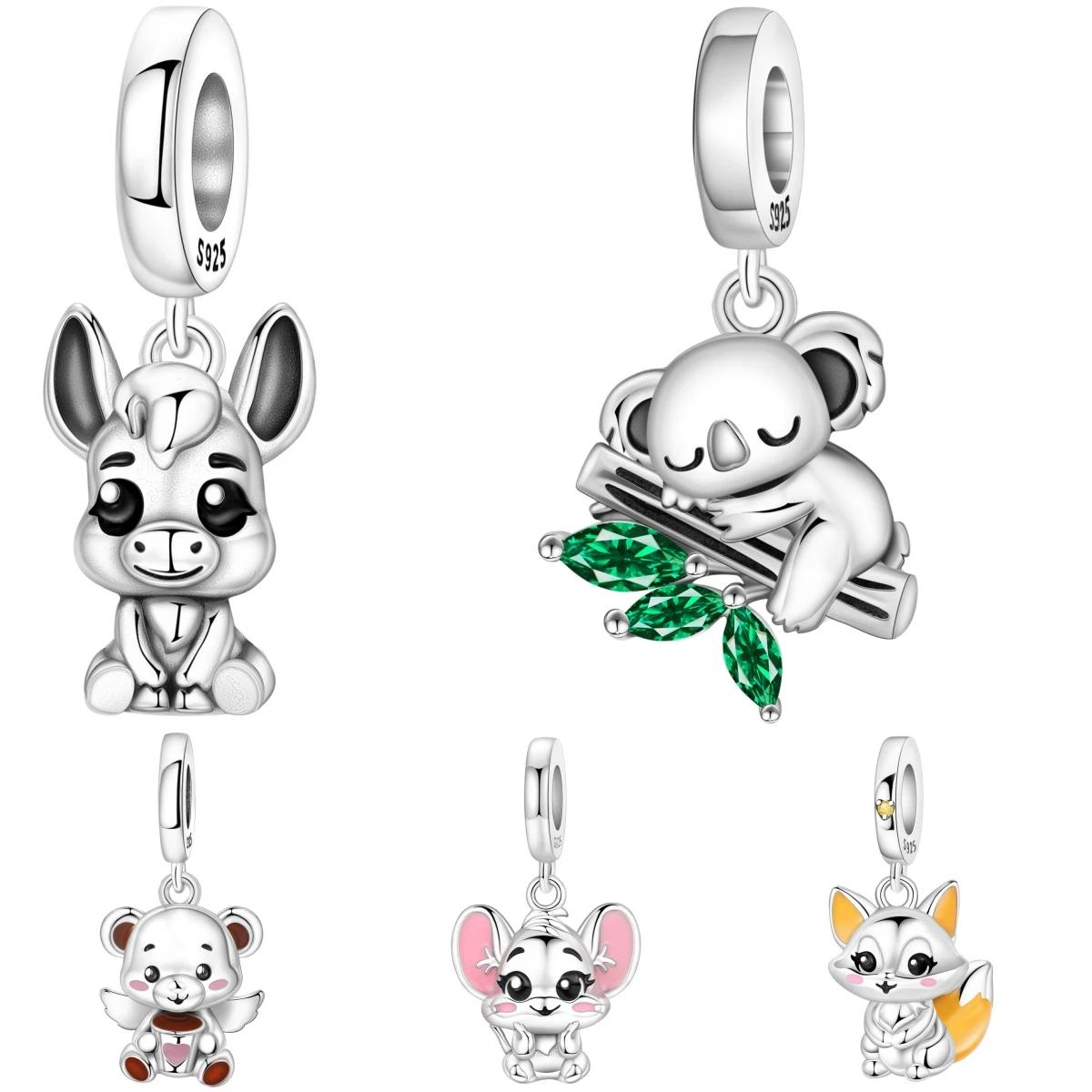 Orstarry 925 Sterling Silver Cute Donkey Animal Original Pendants Bracelet Charms Jewelry Party Beads DIY Trendy Gifts