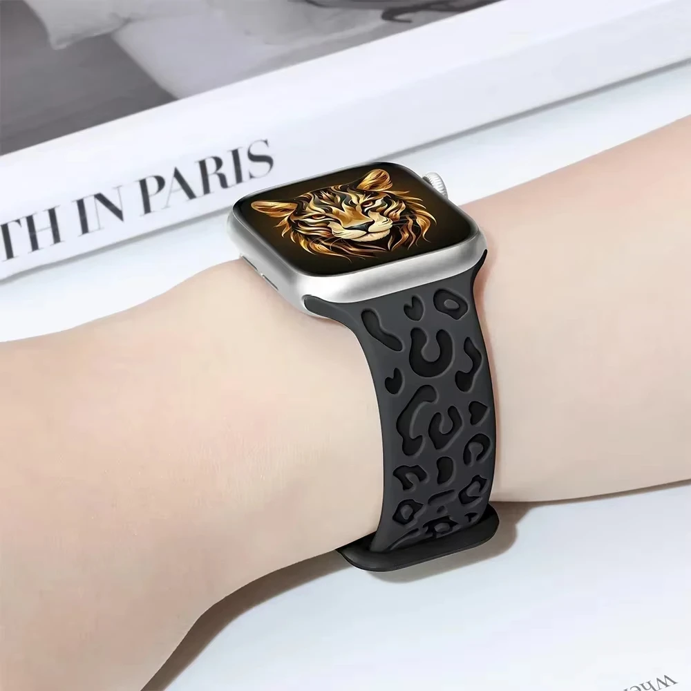 Engraved Strap For Apple Watch Band 45mm-40mm 49mm 44 mm 44mm-42mm 41mm Silicone Correa Bracelet Series 8/9/6/5/4/3/7/SE Ultra 2