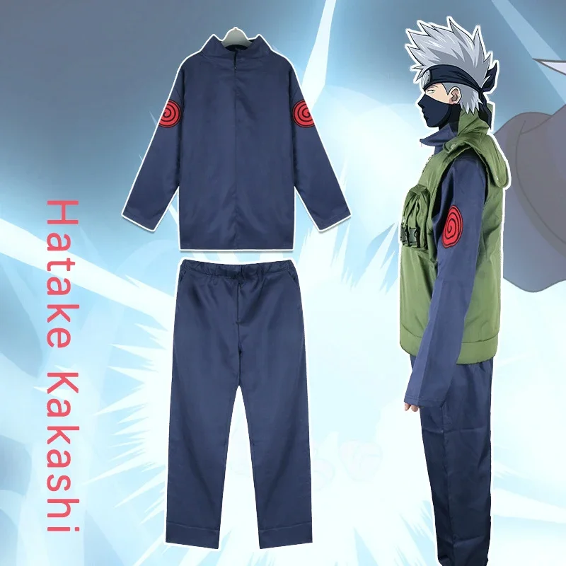 Anime Hatake Kakashi Sixth Hokage Cosplay Costume Ninja Uniform Suit Man Vest Top Pants Suit Halloween Costume