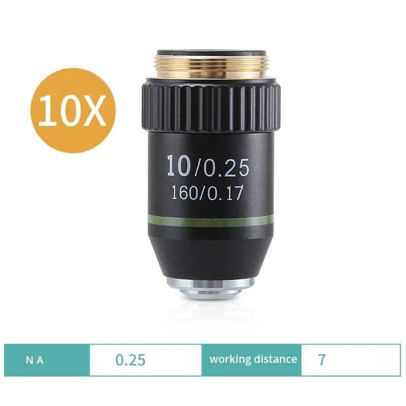 195 Achromatic Objective 4X 10X 20X 40X 60X 100X High Quality Microscope Objective Lens RMS 20.2mm Optical Objective Parts