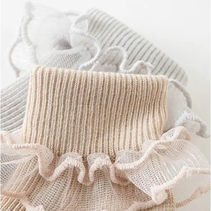 C63C نونسليب فتاة الدانتيل تقليم الجوارب تنفس محبوك الجوارب القطنية الرضع القدم دفئا
