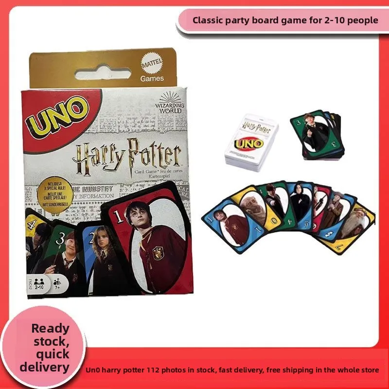 Cartas de juego UNO, caja de papel de Harry Potter, 112 cartas, amigos, estudiantes, viajes, juegos de mesa de rompecabezas, cartas de juego