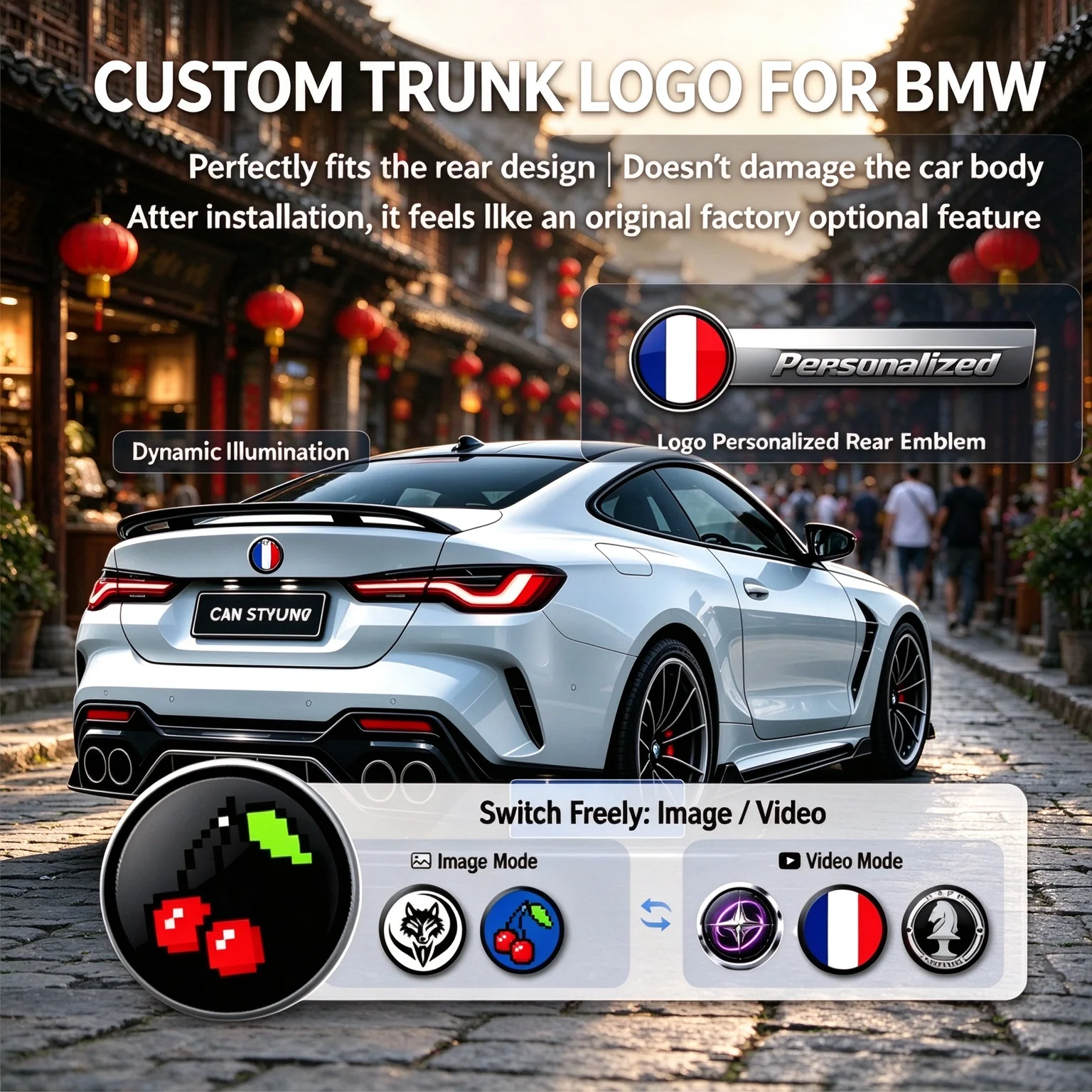 Auto parts, tools, car stickers. Ultra-thin high-definition LED waterproof dynamic vehicle logos that can be customized for BMW.