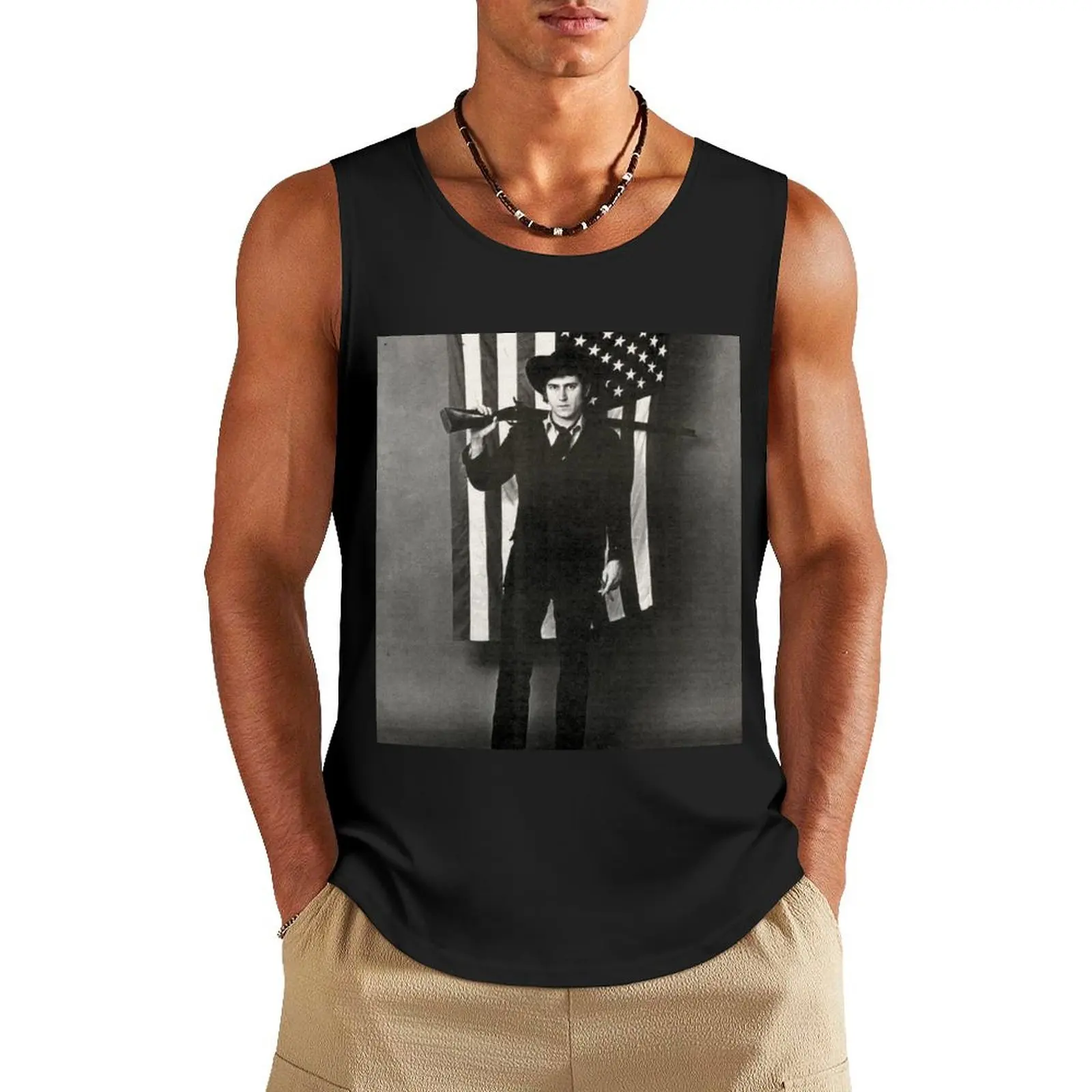 

Phil Ochs American Flag Tank Top Japanese t-shirt Bodybuilding clothing man vest for men