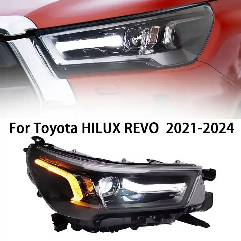 

Car Head Lamp For Toyota Hilux Revo Vigo 2021-2024 LED Upgrade Lens Brake Turn Signal DRL Headlight Assembly Auto Accessory