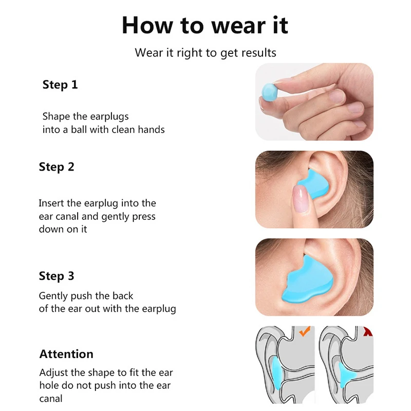 30pcs Silicone Ear Plugs Noise Reduction Sleep Anti Canceling Sound Insulation Earplug Protection Sleeping Reusable Ear Plugs