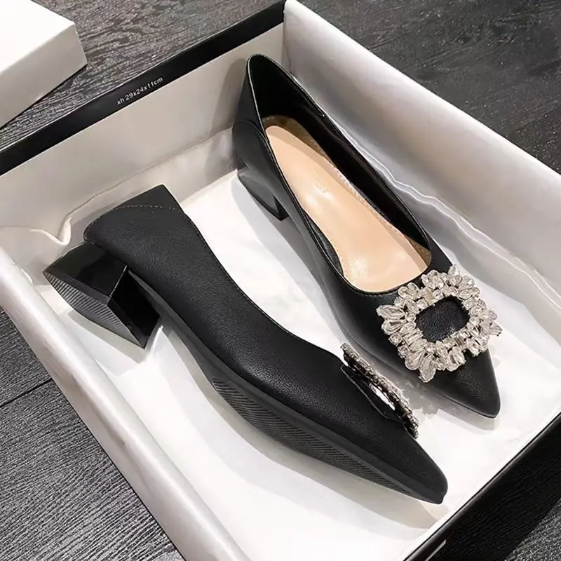 

Rhinestone Pointed Toe Women's Shoes with Medium Heels Ladies Pumps on Sale Vacation Chic and Elegant Stylish Quick Delivery Y2k