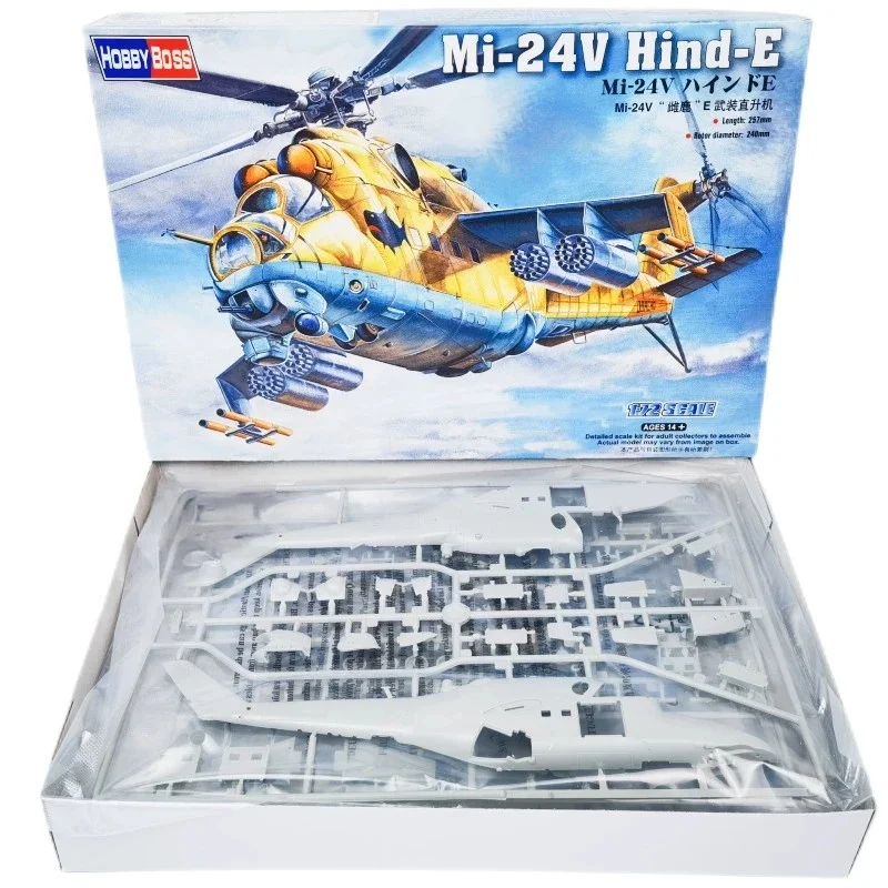 TRUMPETER 1/72 MI-24V Hind-E Helicóptero Gunship Modelo de quebra-cabeça de montagem de plástico