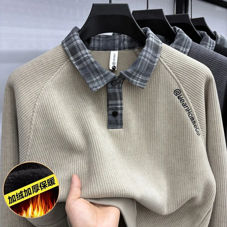 

Мужская утепленная толстовка с флисовой подкладкой и воротником, осенне-зимняя, теплая, модная, свободного кроя, для ношения под одеждой