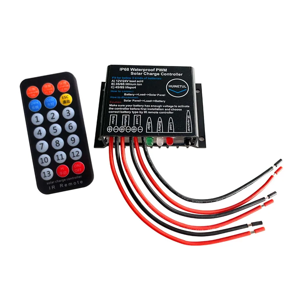 Impermeável Pwm Solar Regulador com Controle Remoto para Tipos de Bateria 10a 20a 12v 24v