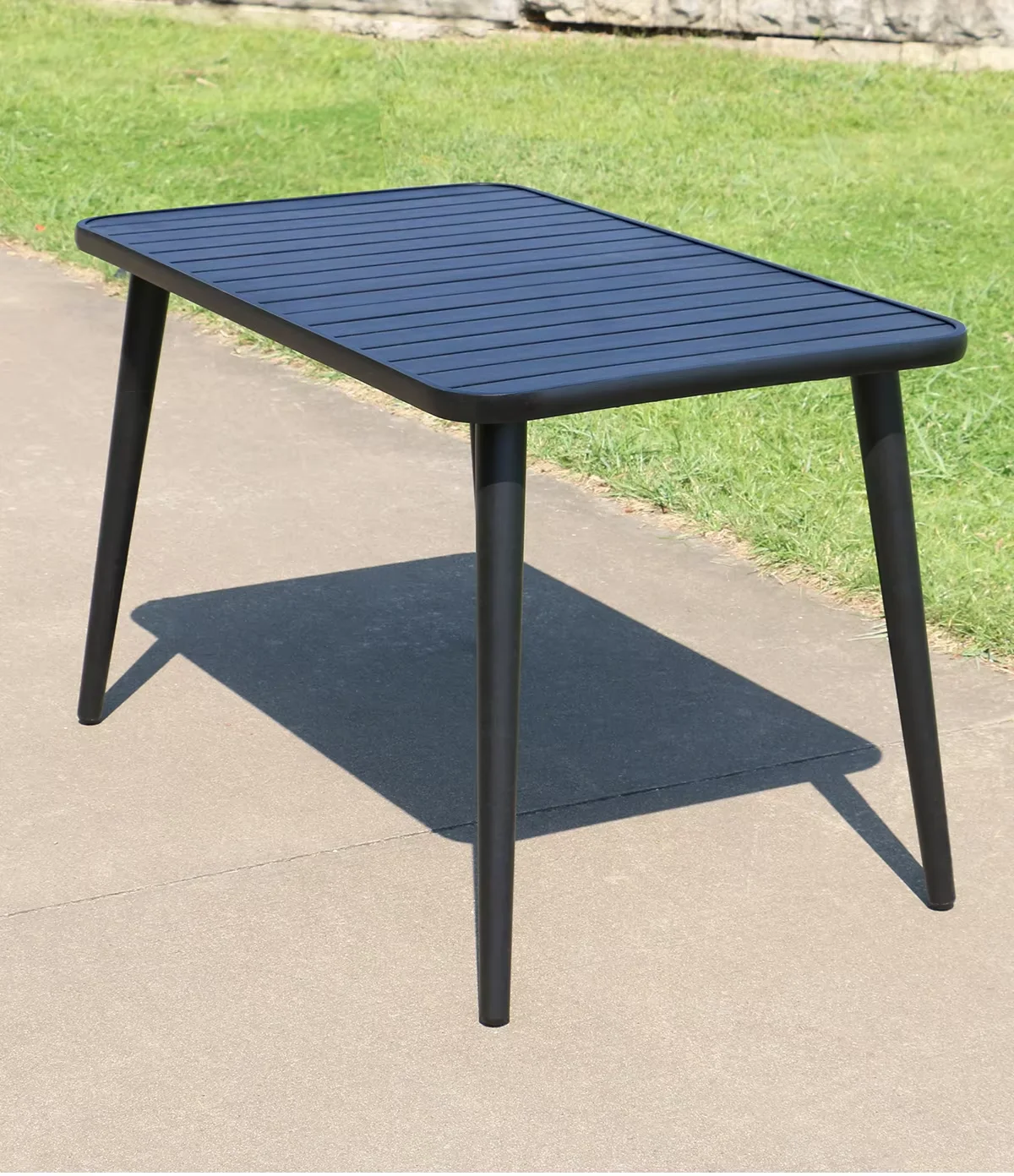 

Outdoor Rectangular Dining Table for 6 People Black Square Table for Garden Outdoor Leisure Table Metal Iron Modern Furniture