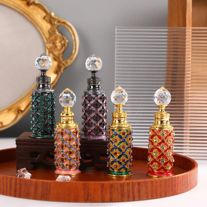 

60X 12ml Enamel Color Craft Arabic Essential Oil Bottles Dubai Style Glass Perfume Bottles Retro Luxury Dropper Bottle Container