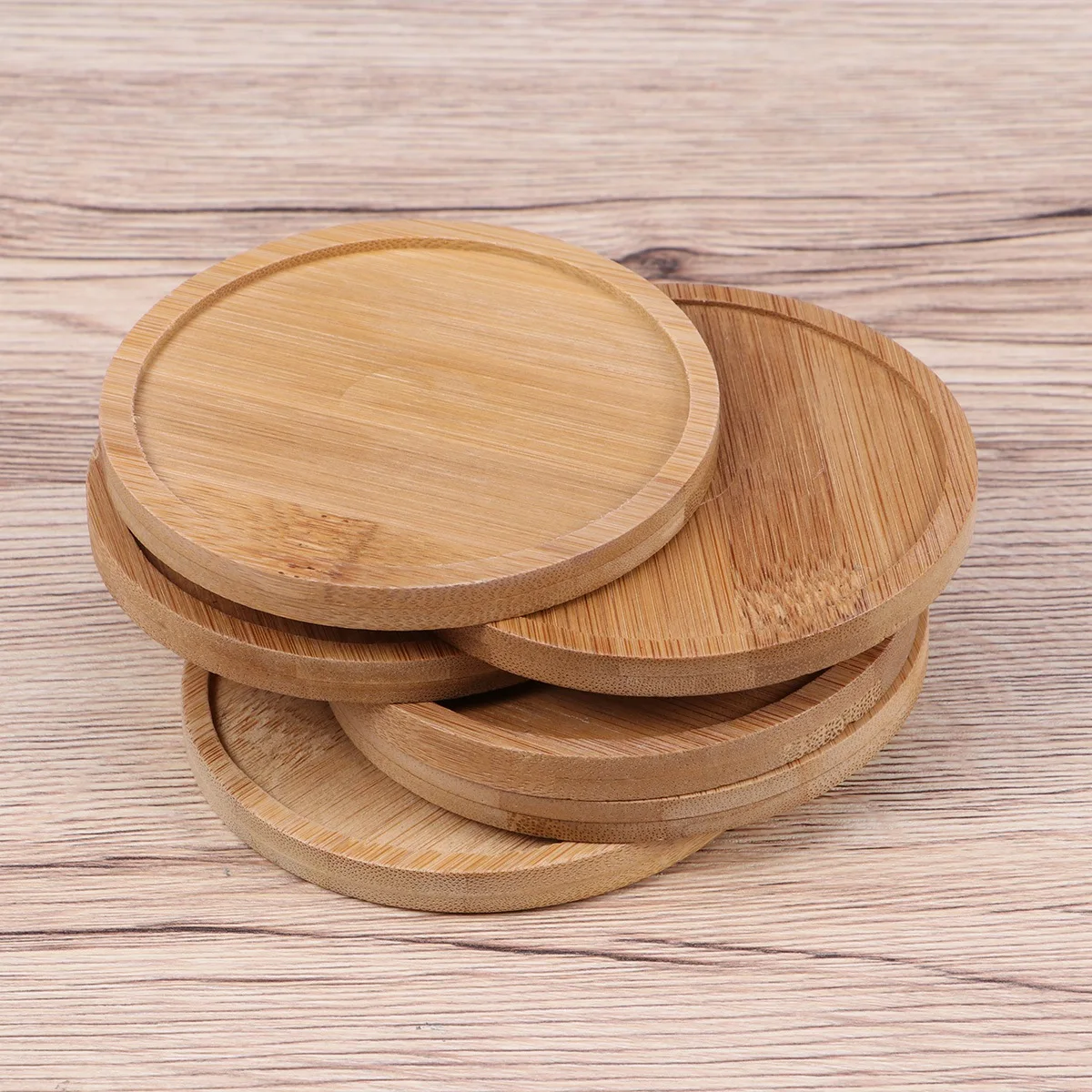 

6pcs Bamboo Flower Pot Tray Durable Plant Saucer Indoor Breathable Planter Succulent Pots Mats Collect Water