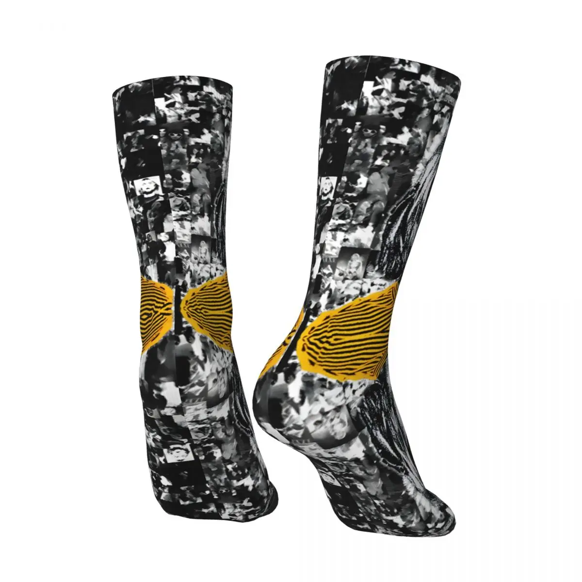 Hip Hop Retro Yellow Crazy Men's compression Socks Unisex Utero Harajuku Seamless Printed Funny Novelty Crew Sock tops fugees