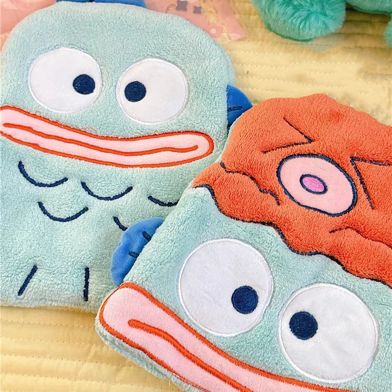 Kawaii New Hangyodon Plush Handkerchief Soft Cartoon Coral Plush Household Kitchen Bathroom Toilet Hanging Absorbent Hand Towel