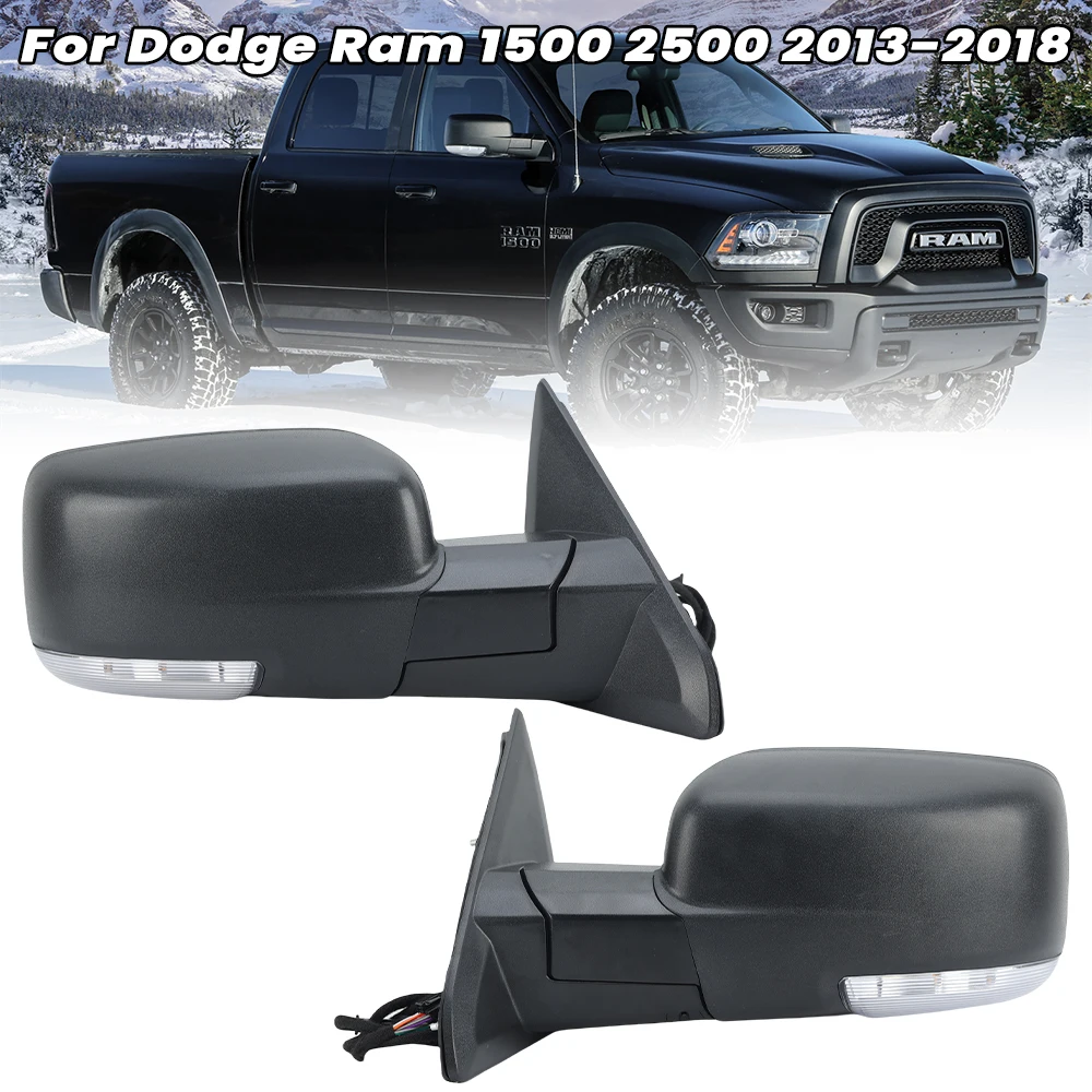 10 Wire Side Mirror Assembly For Dodge Ram 1500 2500 2013-2018 Textured Black Manual Folding Heated Door Mirror Car Accessories