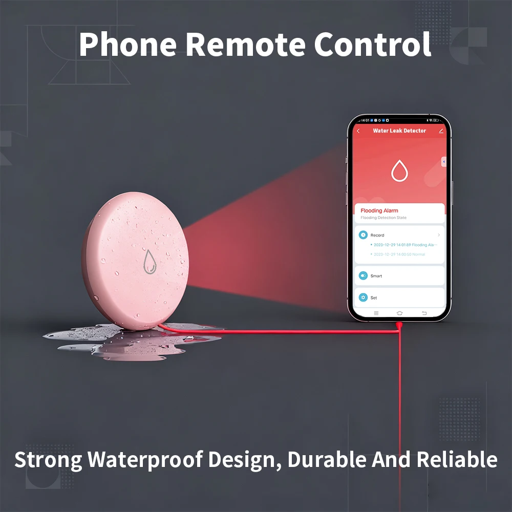 Tuya Zigbee Leakage Sensor LED Immersion Detector for Smart Life App Remote Alarm Reminders Alexa IP65 Dust & Water Resistance