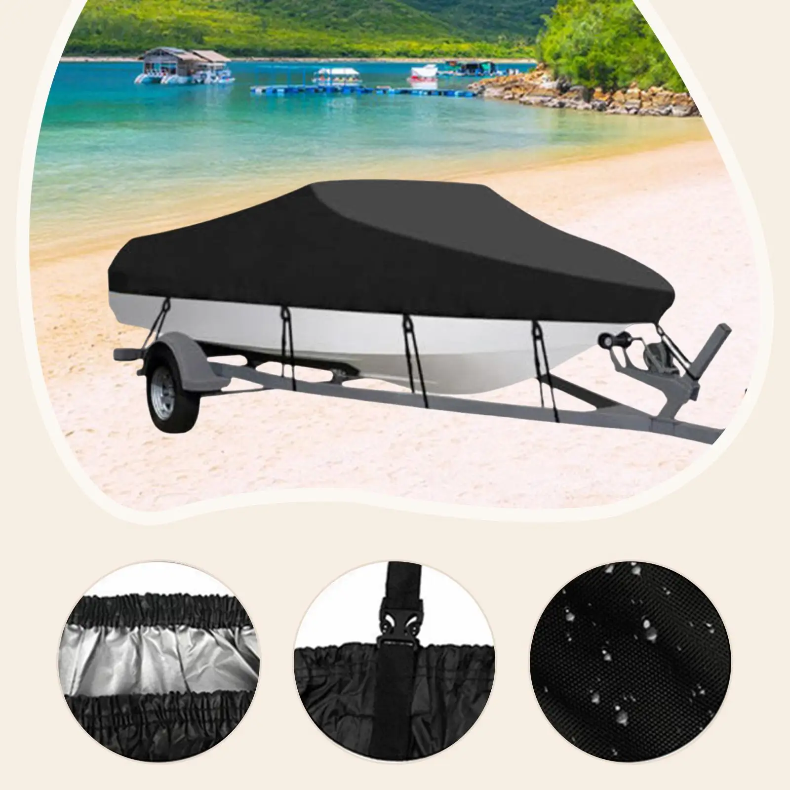 

Durable Oxford Waterproof Boat Cover Sun Resistant Outdoor Protection Fitting for Ski Boat
