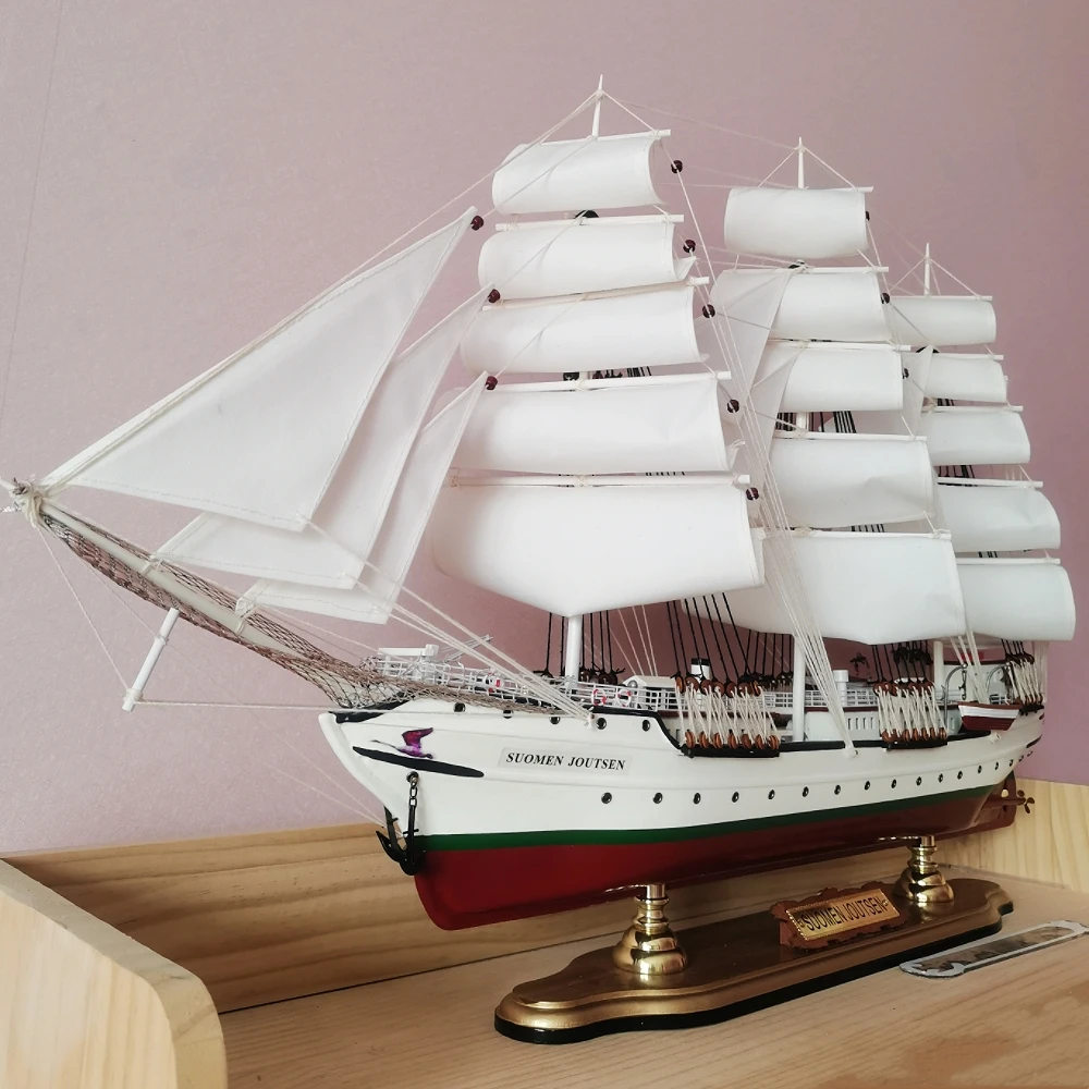 Europejskie rękodzieło, model żaglówki z litego drewna, ozdoba do salonu, biura, hotelu, prezent na otwarcie, wykwintny prezent.