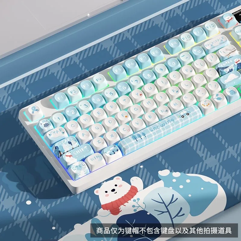 MOA Keycap Winter snow Keycap Gift 128 Keys PBT Keycap Diy Creative For 61/64/84/87/104/108 Mechanical Keyboard Keycaps