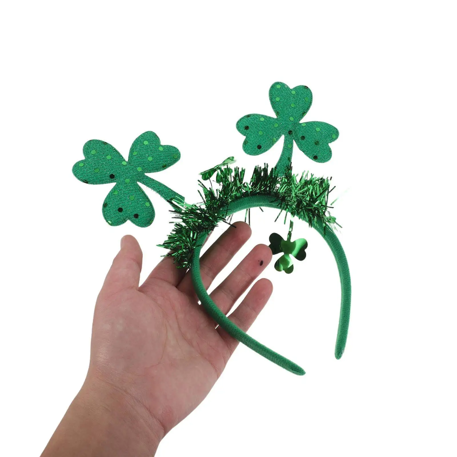 

3Pcs St Patricks Day Headband Accessories Green Shamrock Design Soft Flexible Tinsel Hairbands for Women Celebration
