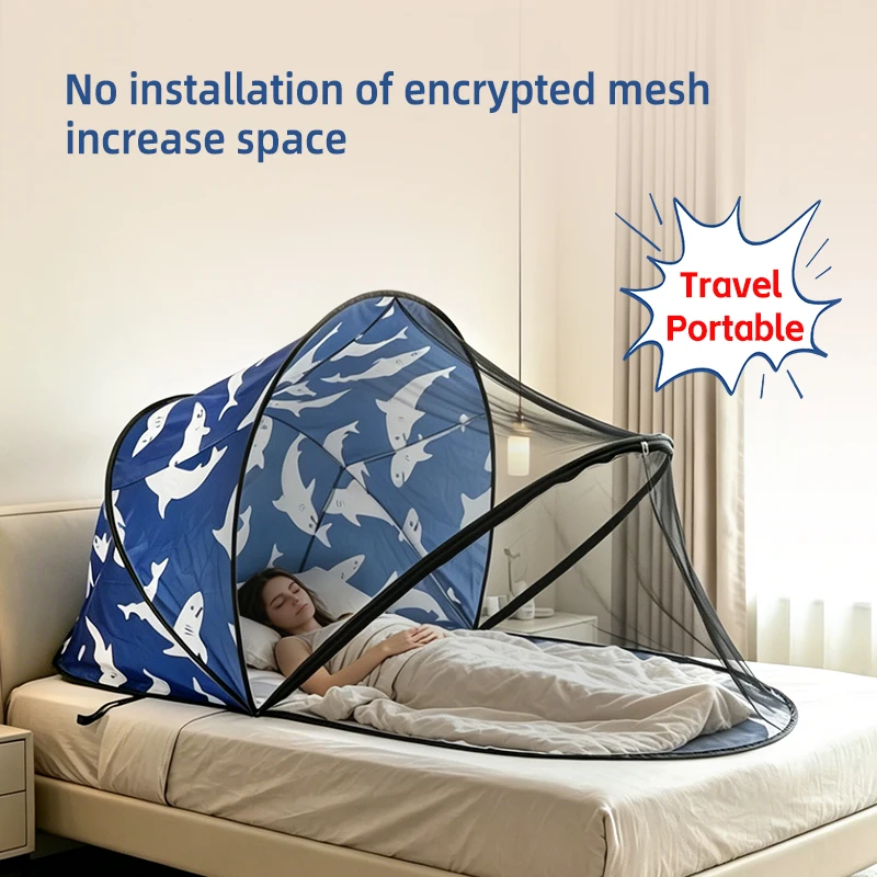 Portable Mosquito Net Tent No Assembly Required Convenient Breathable Folding Camping Tent for Travel Indoor and Outdoor Use