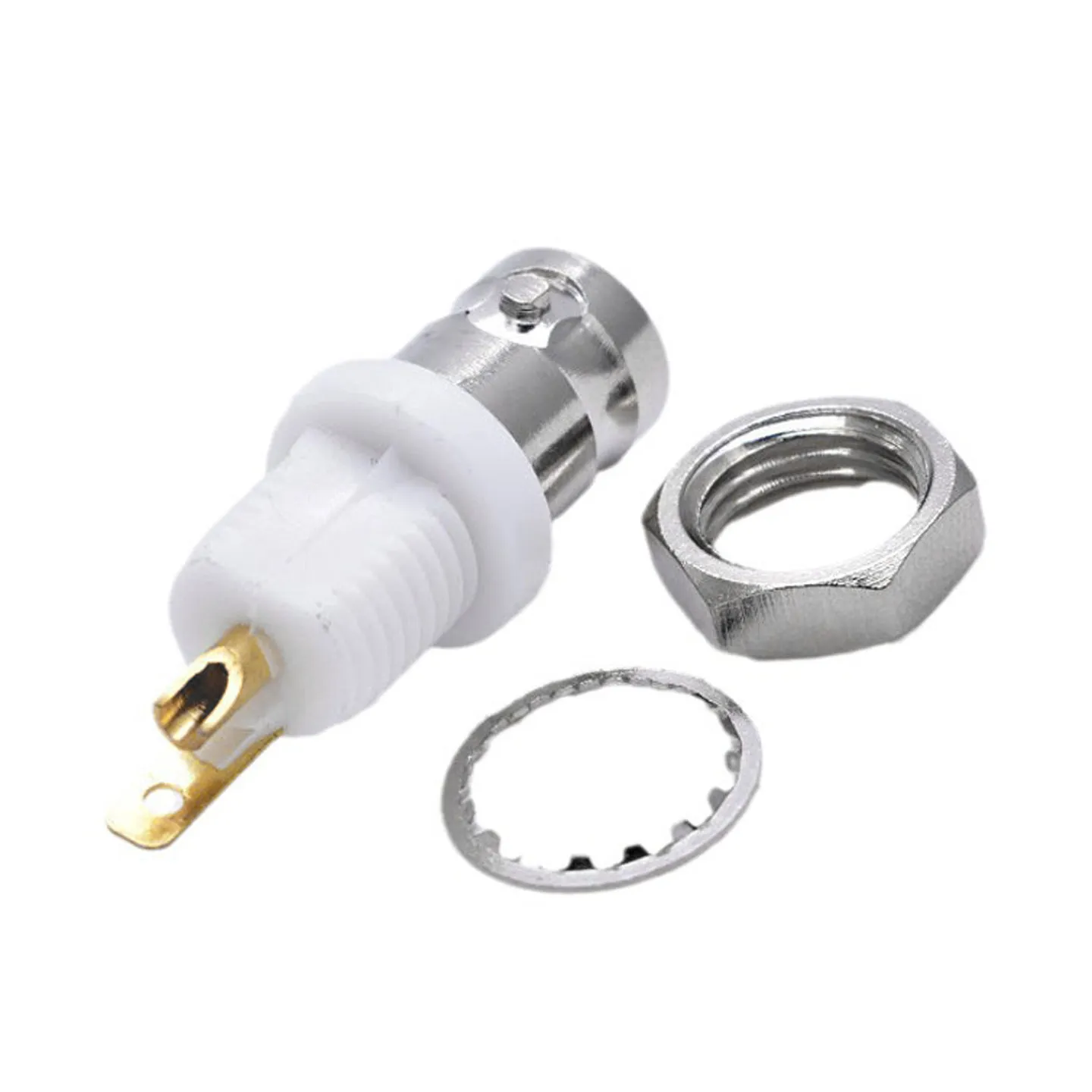 BNC-KY Female Connector, Panel Mount Solder RF Connector, 50 Ohm White Insulator for Video Surveillance, RF Module