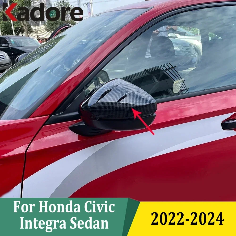 

For Honda Civic Integra Sedan 2022 2023 2024 Black Door Rearview Mirror Cap Trims Doors Mirrors Cover Sticker Car Accessories