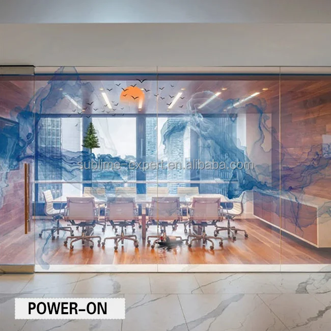 Modern Design UV Pattern Smart PDLC Film Self-Adhesive Window Glass Switchable Smart Glass Feature Customized PDLC Window Glass