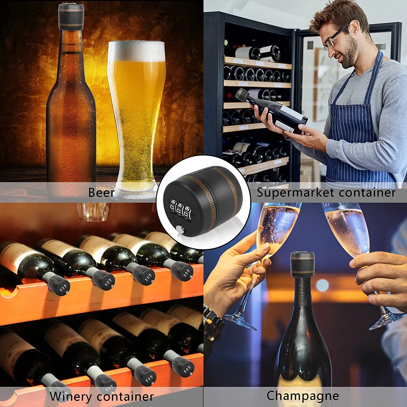 Wine Bottle Lock Cap, Soda Lock Cap Liquor Bottle Locking Caps, Password Bottle Security Cap Plastic Wine Bottle Tops image 6