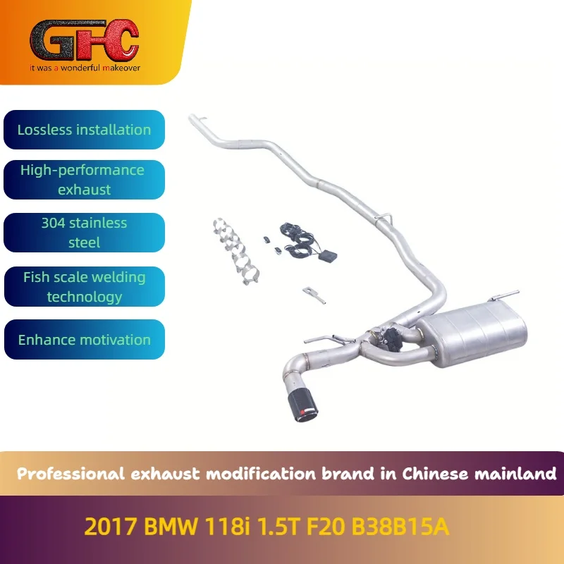 GFC Catback Valvetronic Muffler Compatible for 2017 BMW 118i 1.5T F20 B38 High Performance 304stainless steel Exhaust Pipe