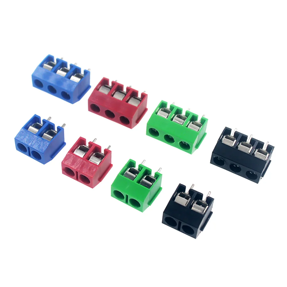 10/50PCS PCB Terminal Block Connector Pitch 5.0mm KF301 Straight Pin 2P 3P Screw PCB Terminal Blocks Connector Assortment Kit