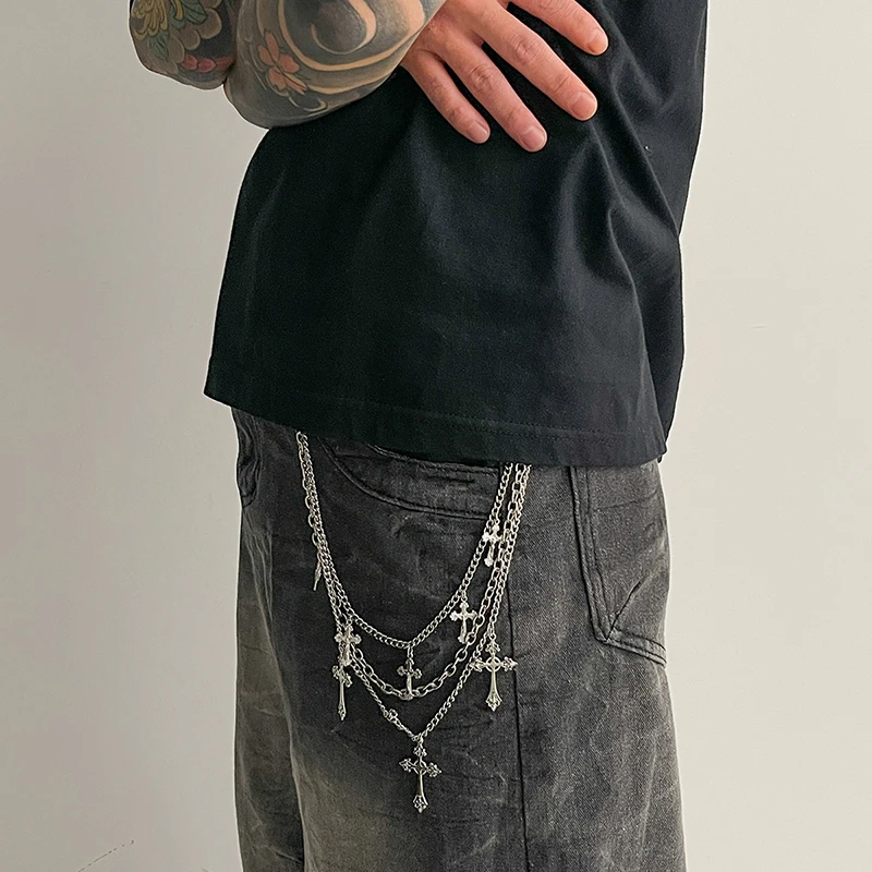 【SSummer10】Punk Rock Mehrschichtige Kreuz-Hosenkette für Männer und Frauen, Geldbörsen-Charm, Jeans, Unisex, Hip-Hop-Schmuck, Geschenk【SS】 – Detail 3
