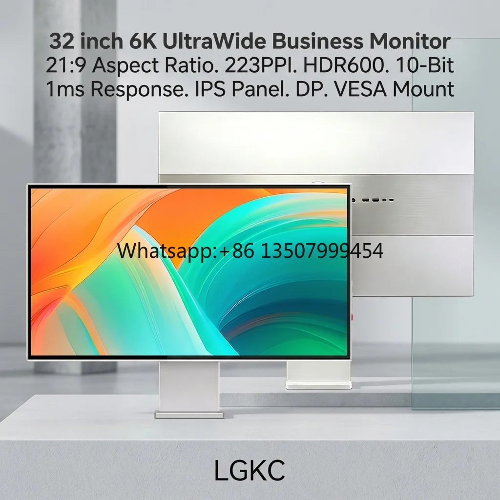 32 Inch 6K UltraWide IPS Monitor HDR600 Color Grading Display DP Screen for Office Editing