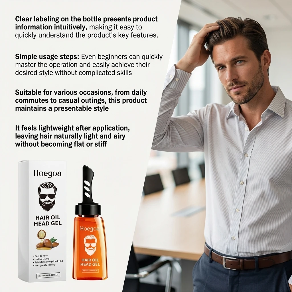 2 in 1 Men Hair Wax Comb Long Lasting Fluffy Fresh Strong Hold Versatile Styling Hair Gel Edge Control Hair Care