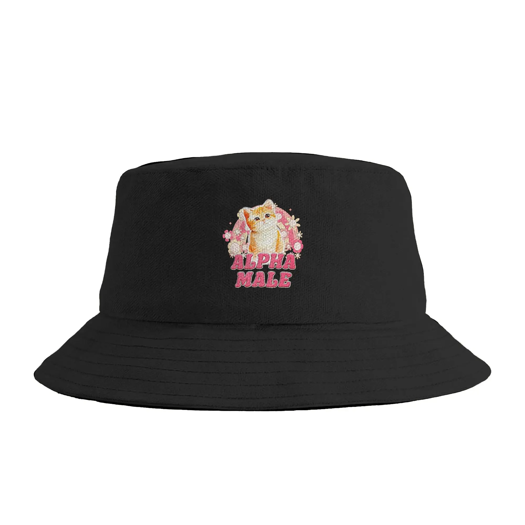 Men Women Alpha Male Cat Kitten Funny Bucket Hat  Portable Fisherman Hats Summer Trendy Travel Hiking Caps Outdoor  Sun Hat