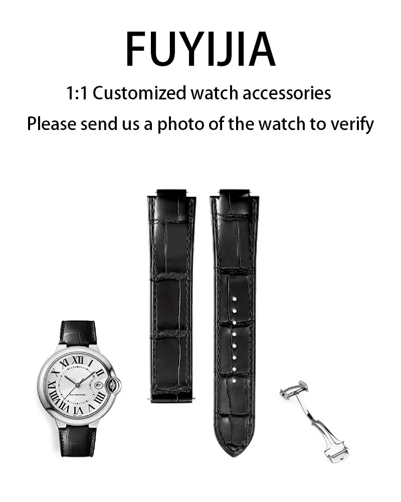 FUYIJIA Custom C-ARTIER BALLON BLEU Original Watchband 20MM 18MM 16MM 14MM Quick Releas Crocodile Skin Strap Folding Buckle Belt