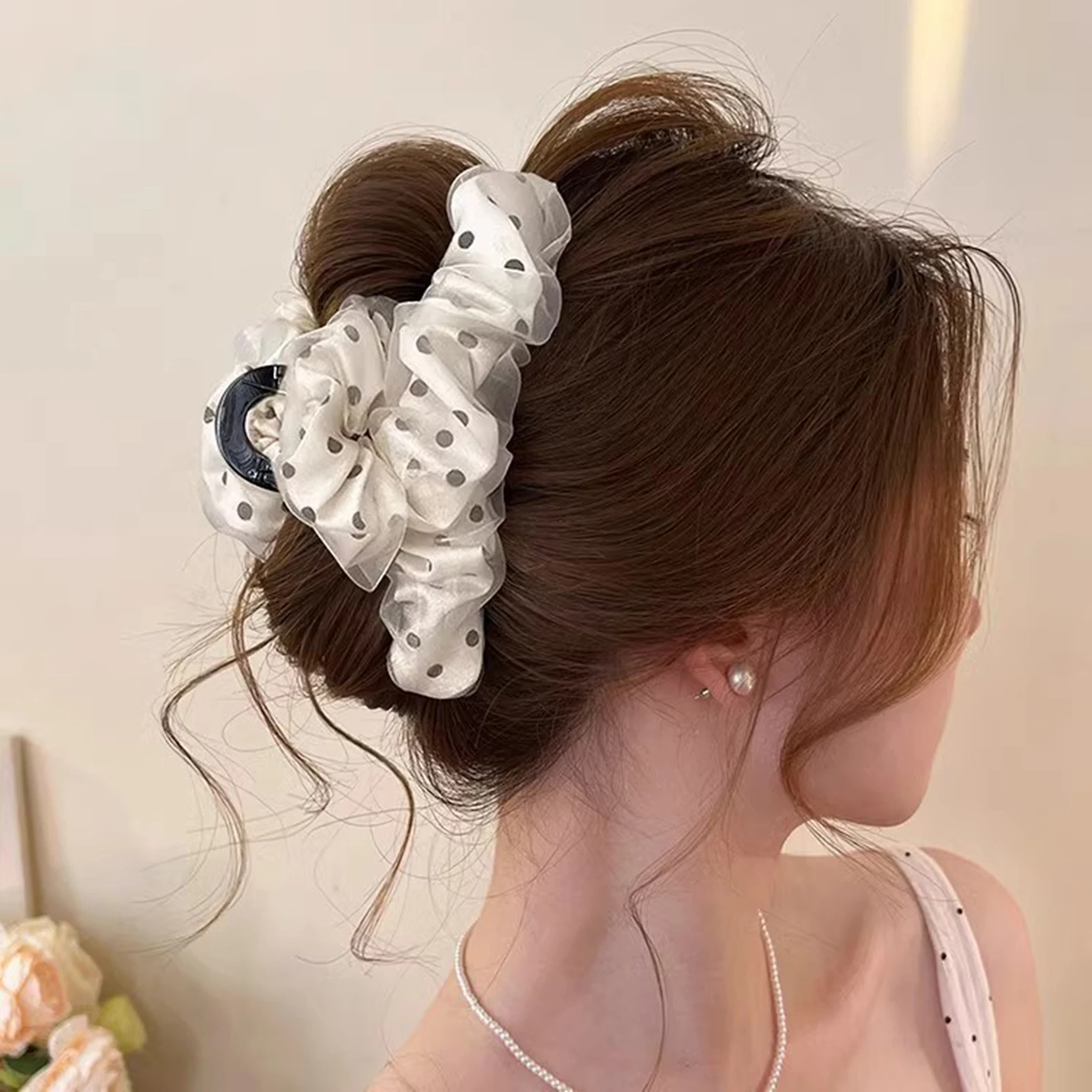 Gentle Mesh Yarn Claw Hair Jaw Clips Ponytail Holder Large Shark Clip for Hair DIY Accessory Hair Styling